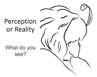 perception or reality - famous optical illusion - is it a young woman or an old woman